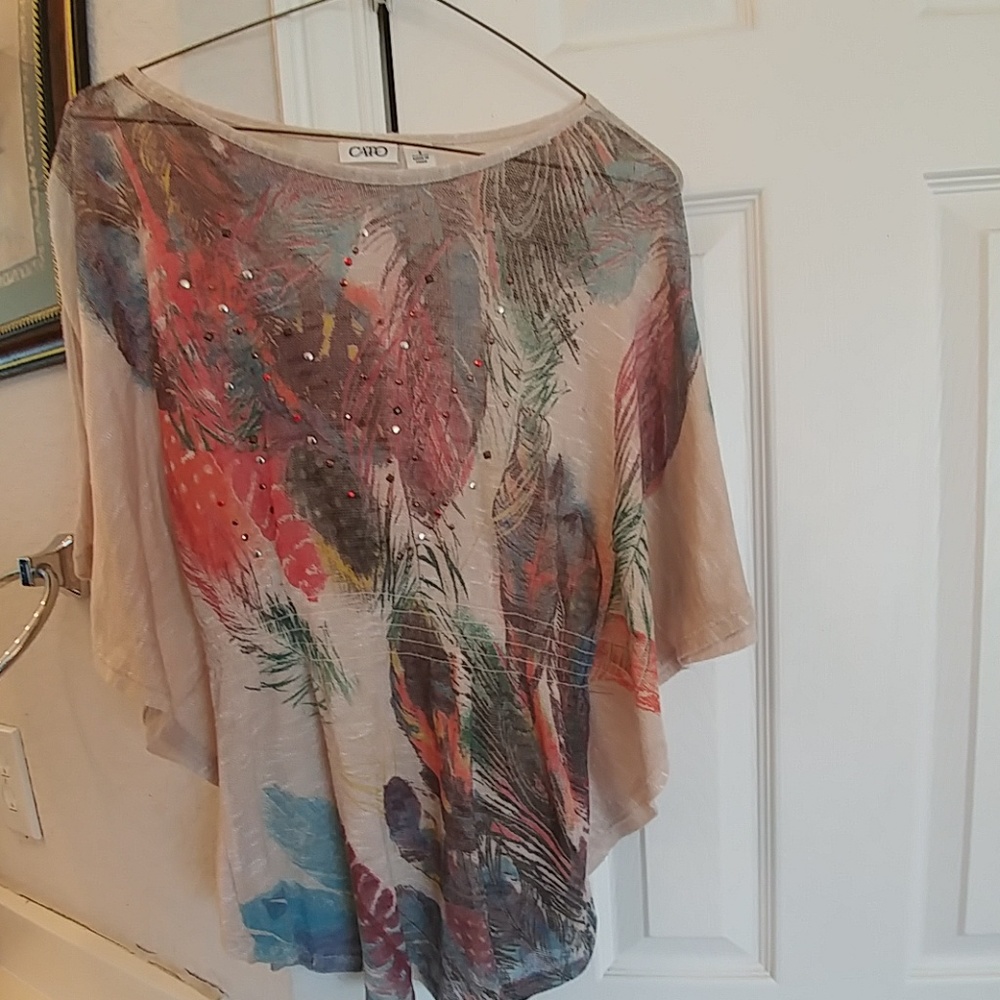 Multi tan beaded colored shirt